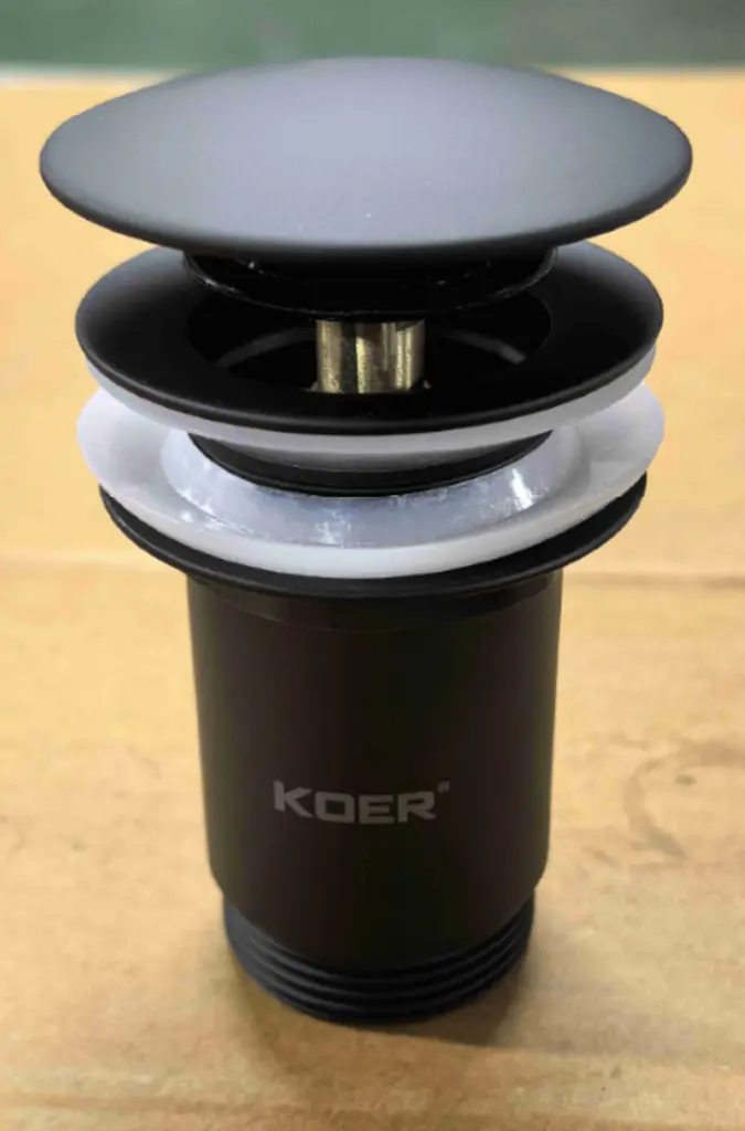 Донний клапан для раковини Koer PW-07-05 з переливом автоматичний Click-Clack 1 1/4″ Чорний KR5785 - фото 2