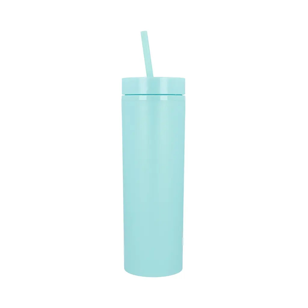 Охлаждающий матовый стакан 473 мл BPA-Free с трубочкой 21х6.5см light blue - фото 2
