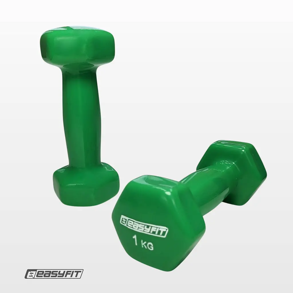 Гантель для фітнесу 1.0 кг EasyFit із вініловим покриттям салатова - фото 2