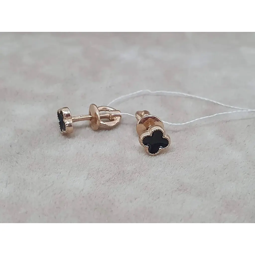 Золоті сережки Астор Конюшина з емаллю. 3132560 - фото 3