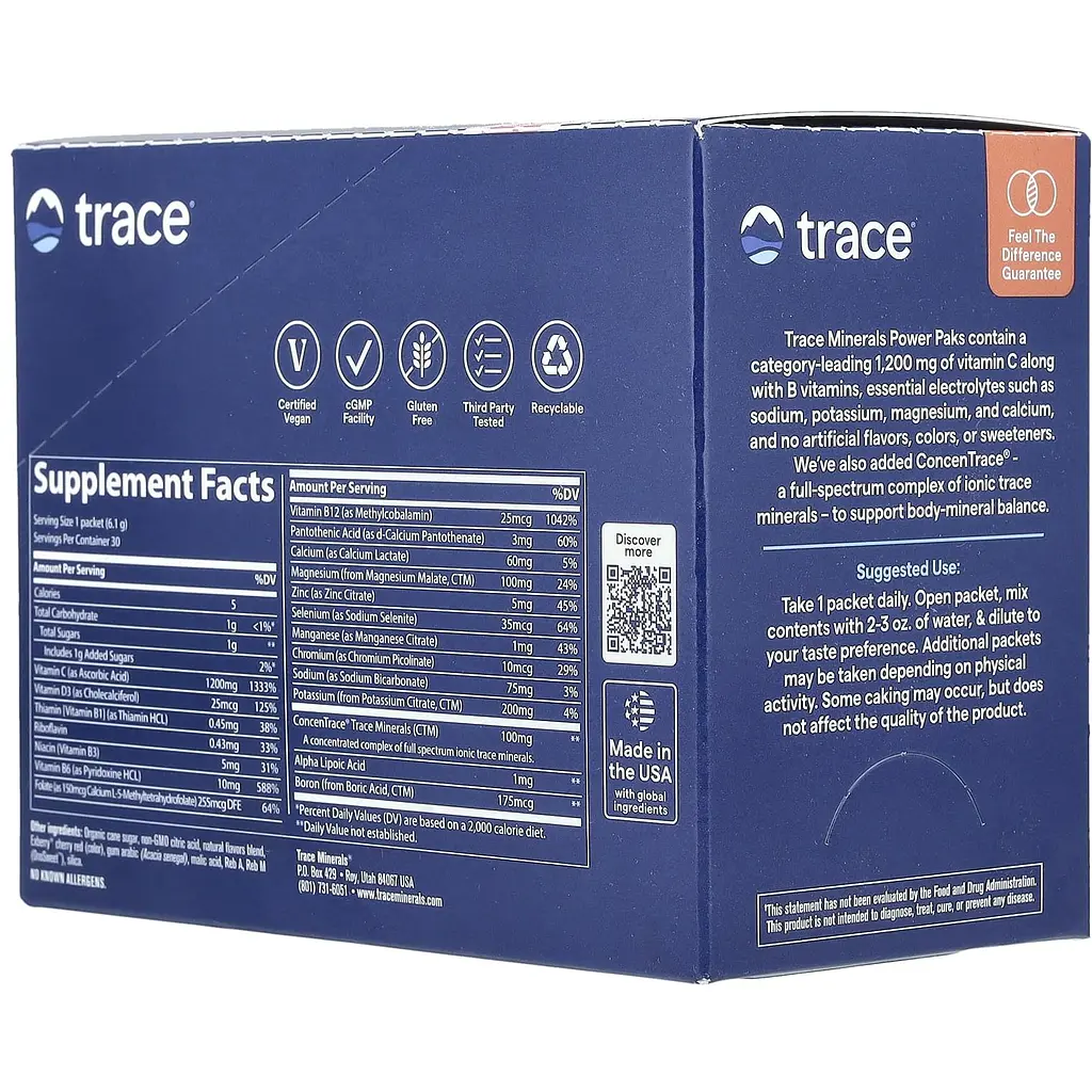 Електроліти Trace Minerals Electrolyte Stamina Power Pak зі смаком малини 183 г (30 шт. х 6.1 г) - фото 8