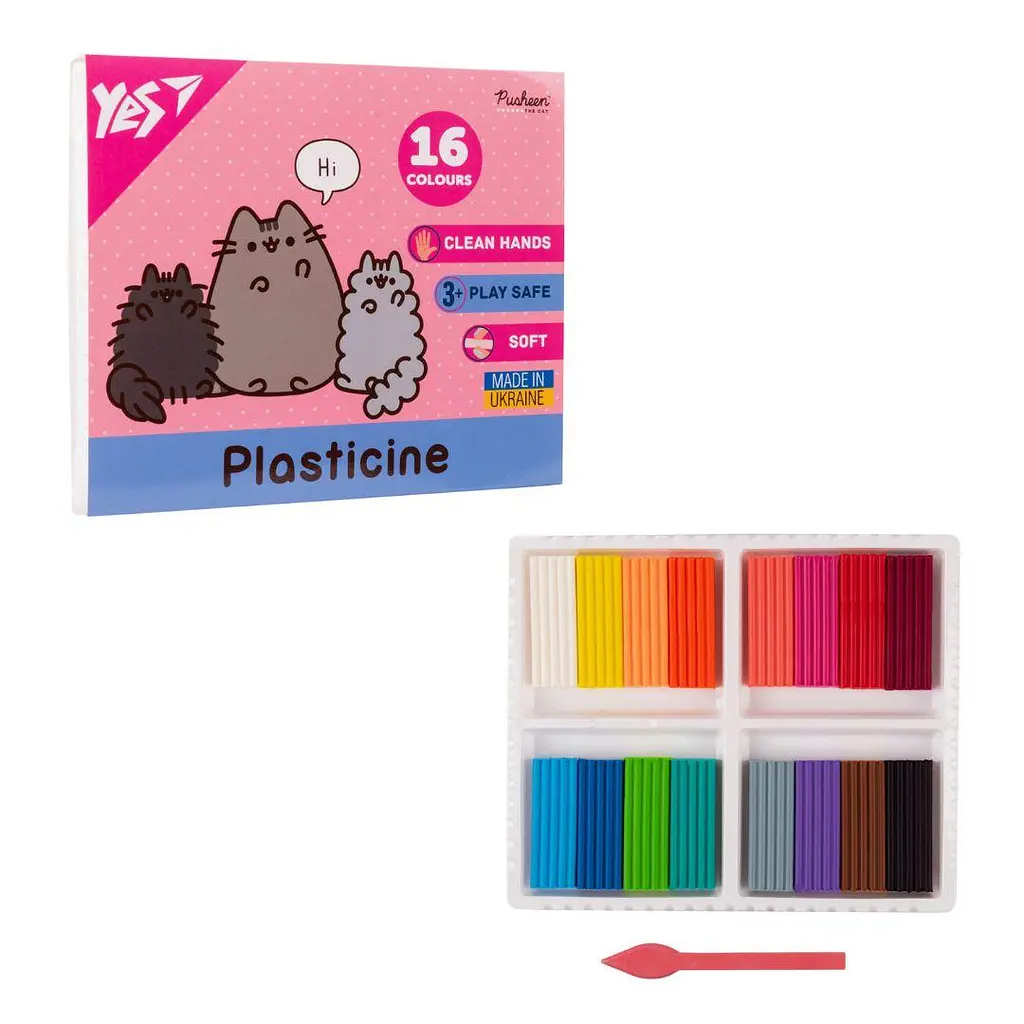 Пластилін YES 16 кольорів 320 г Pusheen для ліплення та творчості (540694)