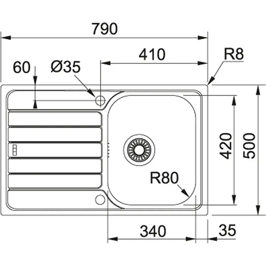 Кухонная мойка Franke Spark, нерж.сталь, прямоугольник, с крылом, 790х500х160мм, чаша - 1, накладная, SKL 611-79, нерж декор - фото 2