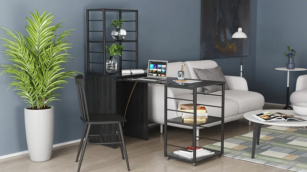 Стіл-тумба трансформер Смарт 3/1 з етажеркою Ferrum-decor 1430x1450x500 Чорний метал ДСП Сосна Кембра 16 мм (FRD-105111) - фото 10