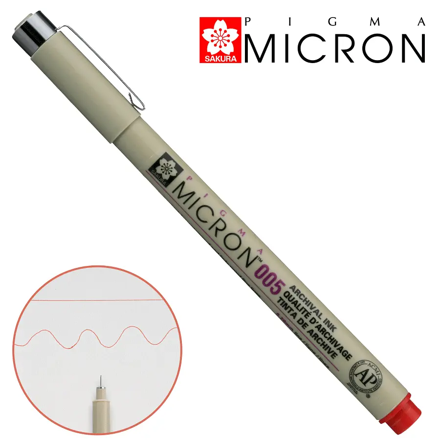 Лінер Sakura PIGMA MICRON (0.05), 0,2 мм червоний