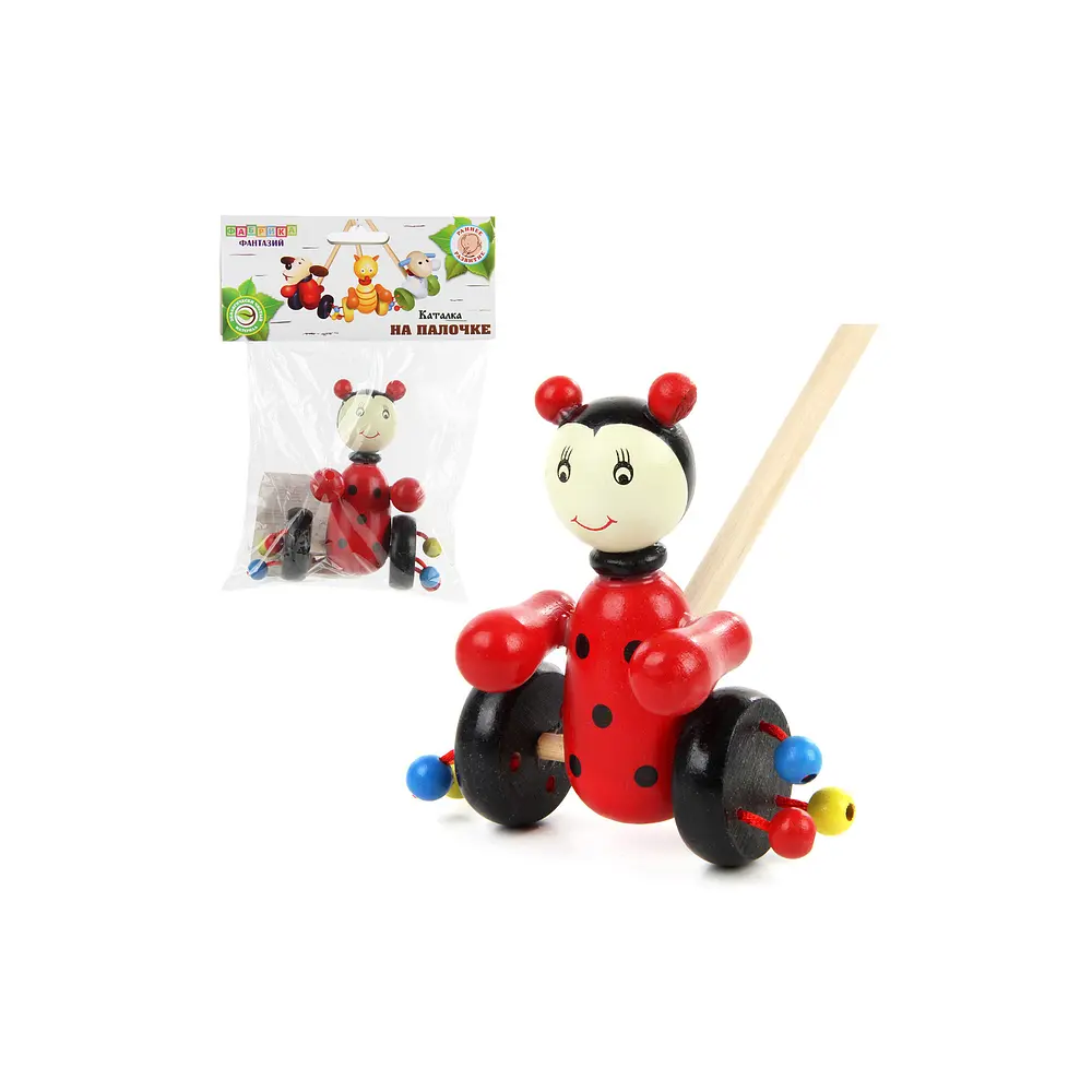 Дерев'яна іграшка Каталка на палиці, тварини, 6 видів, 52x12x11 см - фото 2