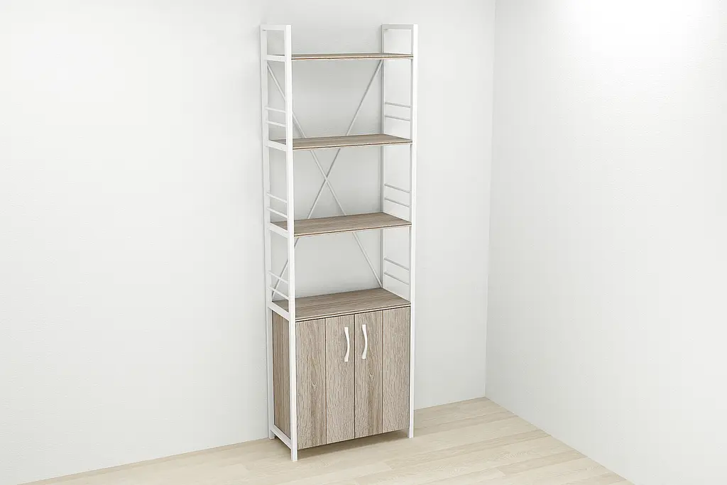 Этажерка 4/60 Ferrum-decor Серии Конект с тумбой 179x60x28 Белый ДСП Сонома Трюфель (FRD-104495) - фото 2