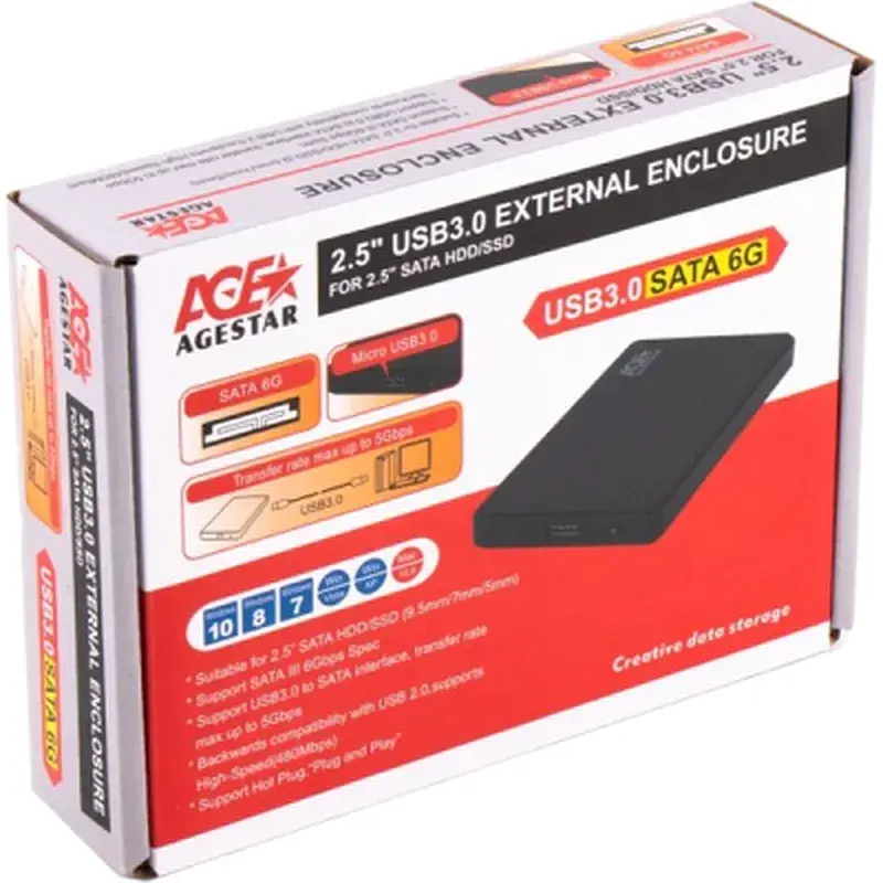 Кишеня зовнішня AgeStar 2.5" USB3.0 (3UB2P2) - фото 3