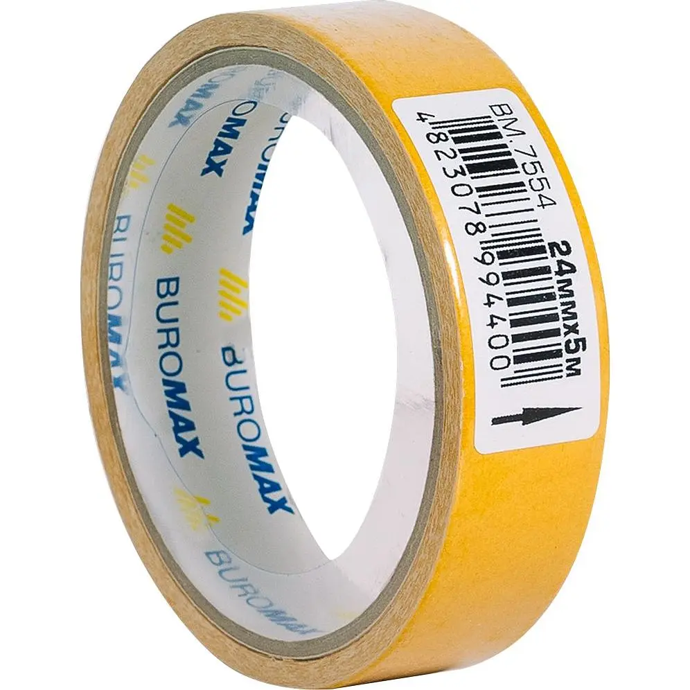 Клейка стрічка Buromax двохстороння на тканинній основі 24 мм х 5 м (BM.7554) - фото 2