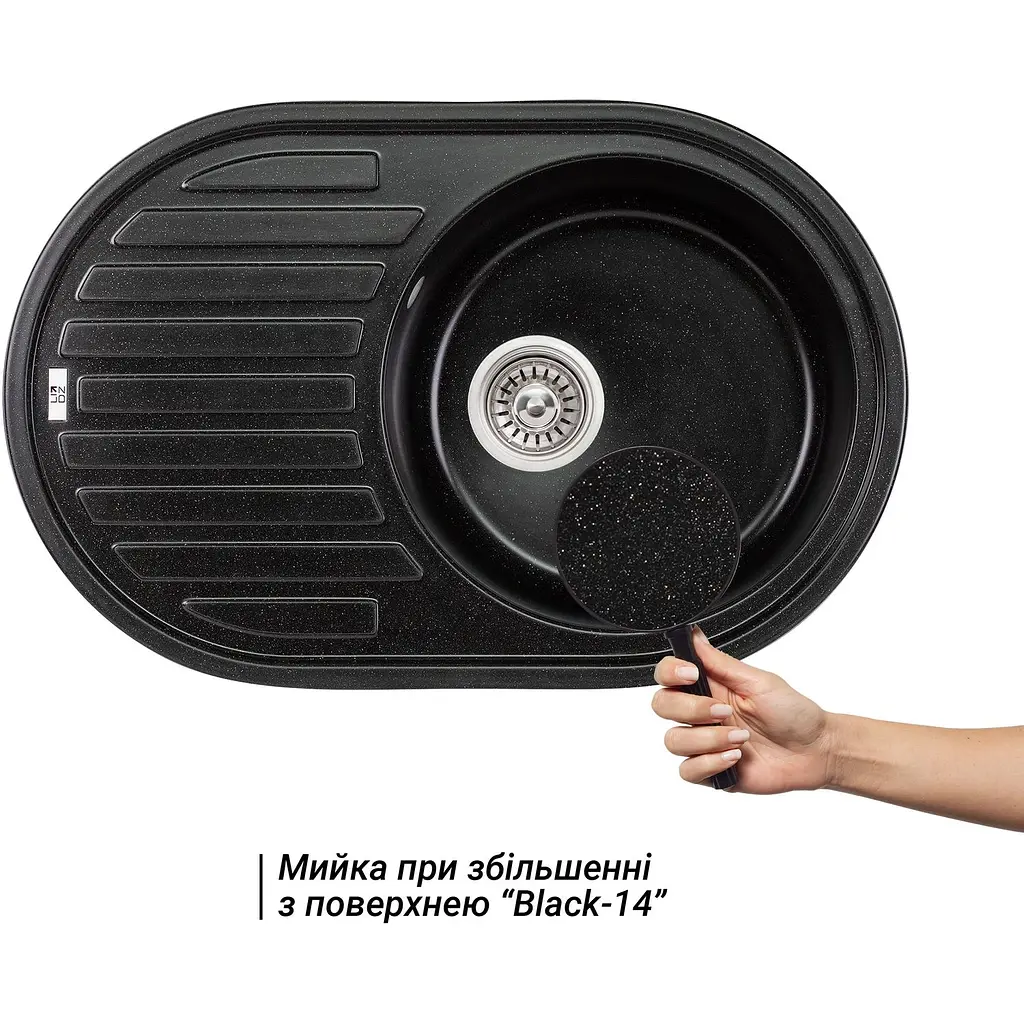 Кухонна мийка Lidz 780x500/200 BLM-14 чорний металік (LIDZBLM14780500200) - фото 6