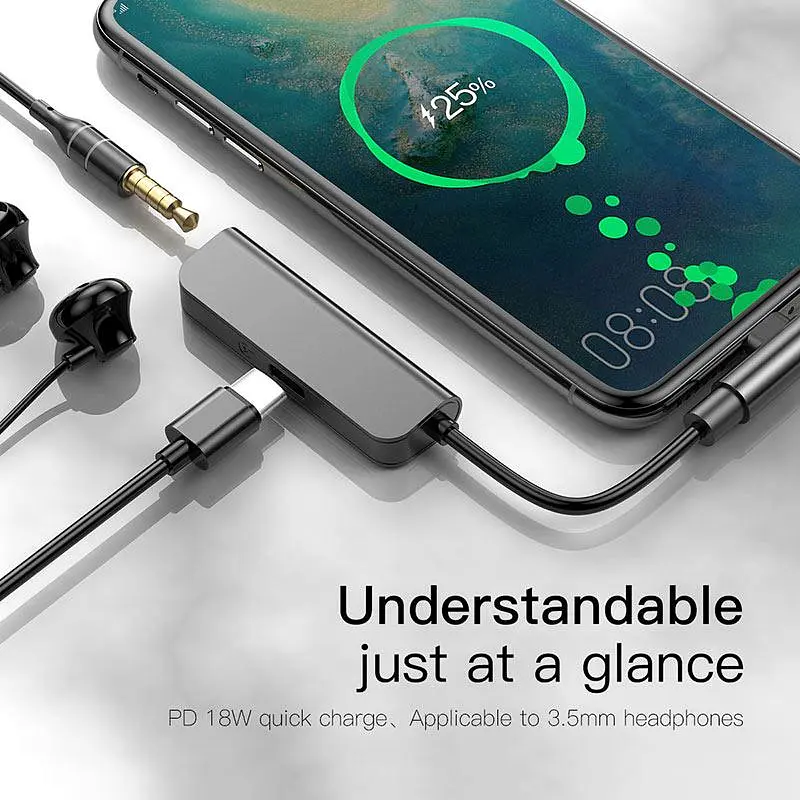 Адаптер Baseus L53 Type-C to 3.5 мм AUX Macbook support PD 18W - фото 4