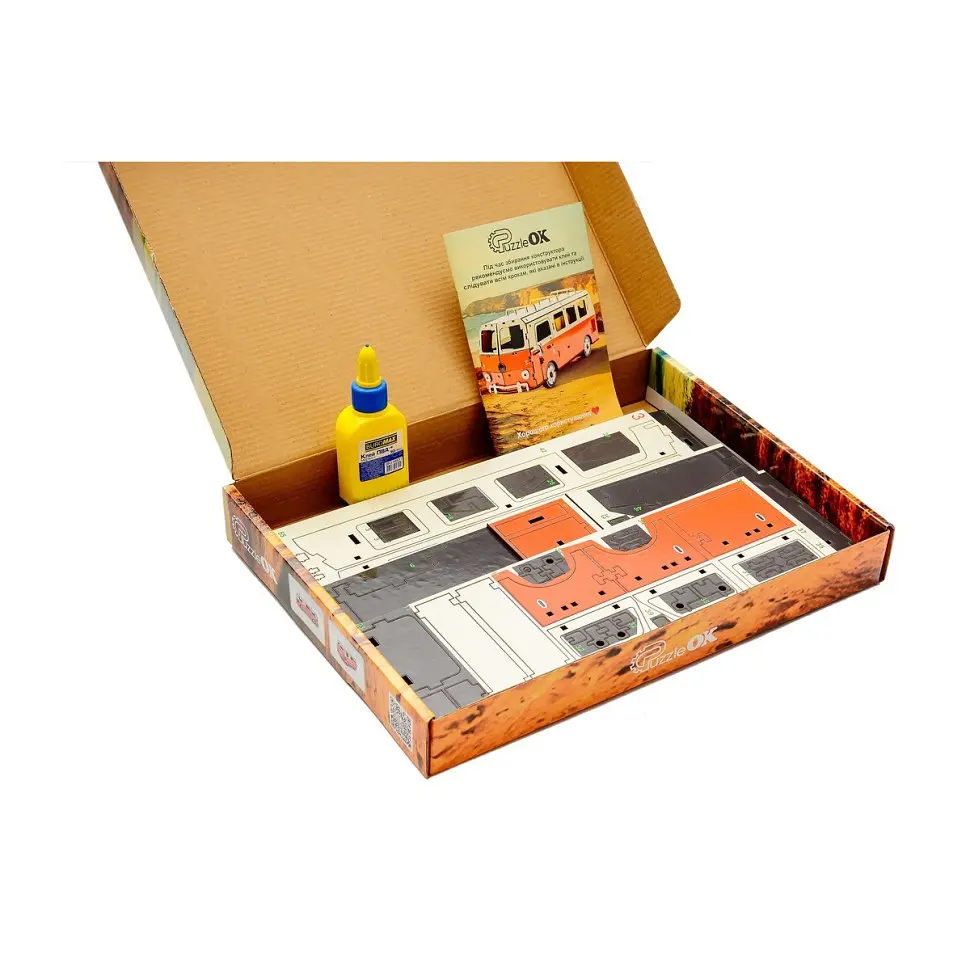 Дерев'яний 3D конструктор Мікроавтобус PuzzleOk Puz-00926 156 деталей  - фото 7
