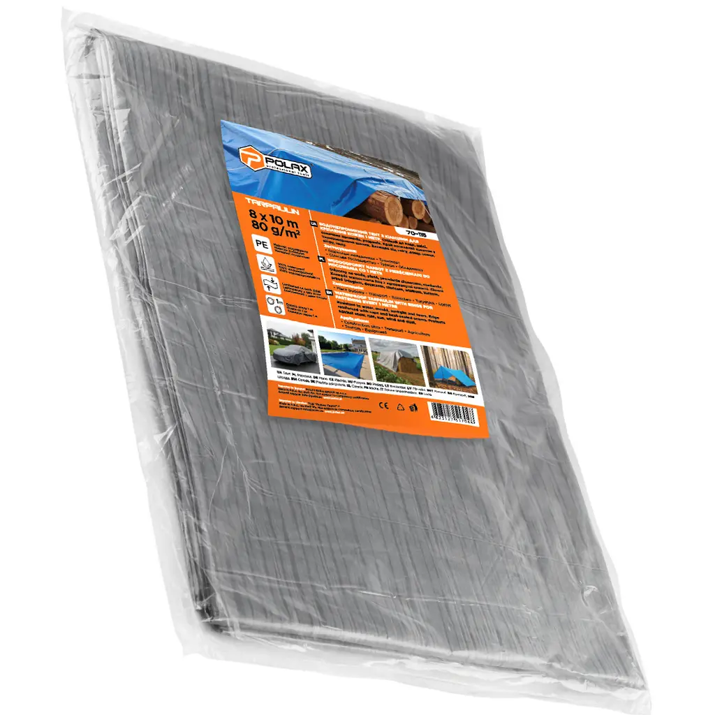 Тент тарпауліновий Polax 8 x 10 м, 80 гр/м2, з вушками, двостороння ламінація (70-115) - фото 5