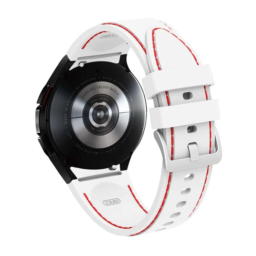 Ремінець силіконовий BeWatch Samsung Galaxy Watch 4/5/Pro Білий з червоним простроченням (0133102) - фото 2