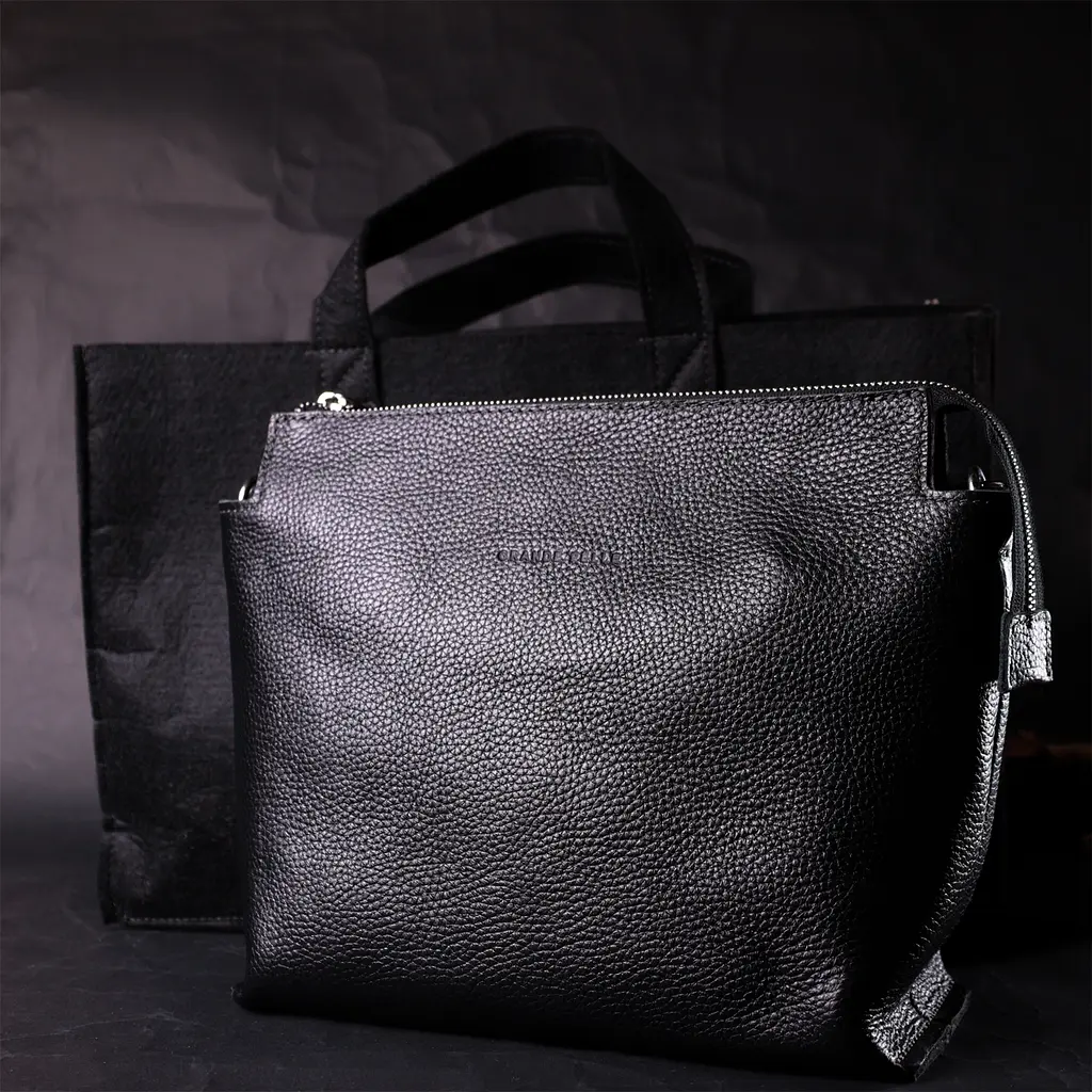 Кожаная женская сумка Grande Pelle 26х22х13 см sum0023599 - фото 9