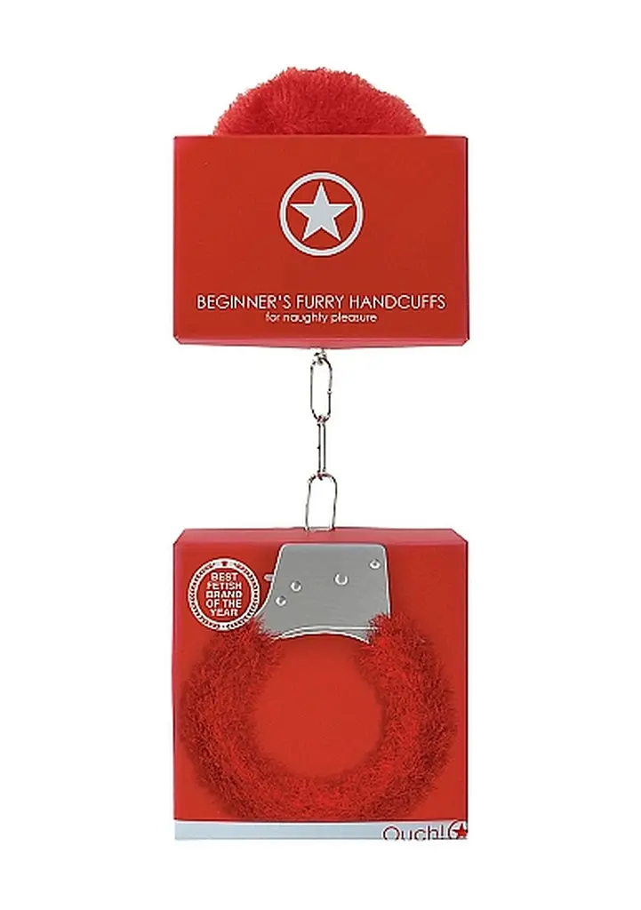 Наручники - Ouch! Beginner's Handcuffs Furry Red - фото 6