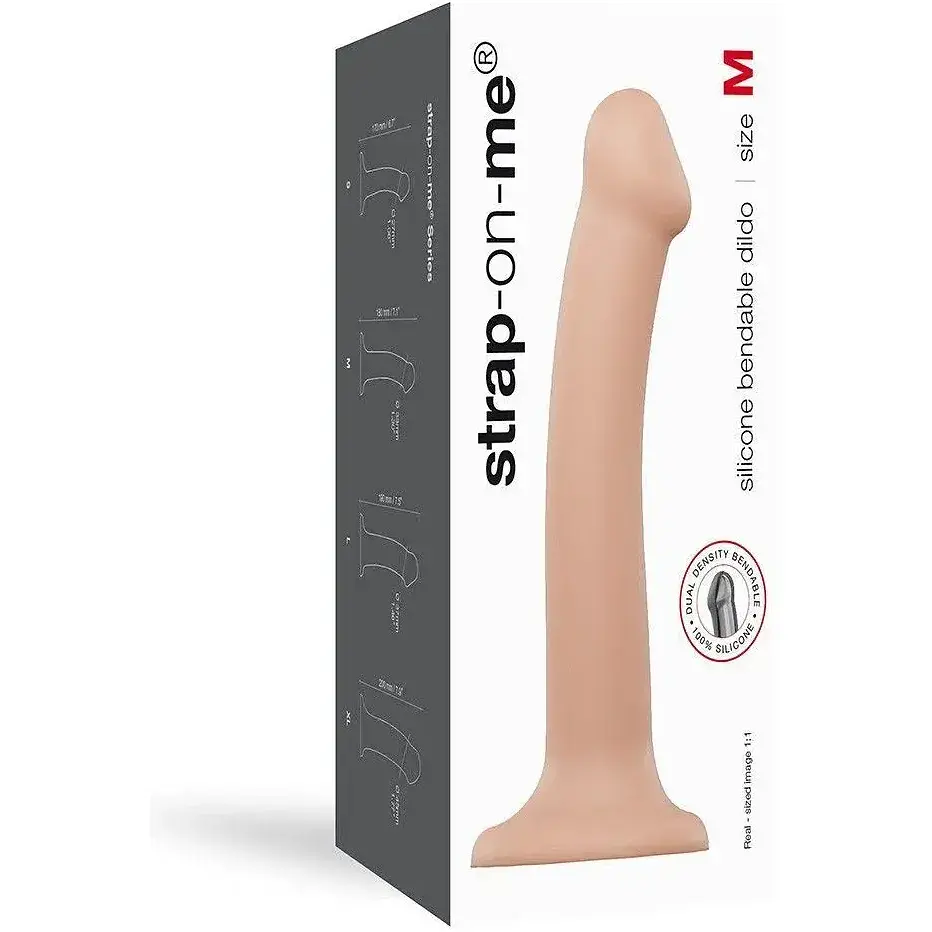 Насадка для страпону Strap-On-Me Dual Density Dildo Flesh M двошарова гнучка діаметр 3.3 см - фото 4