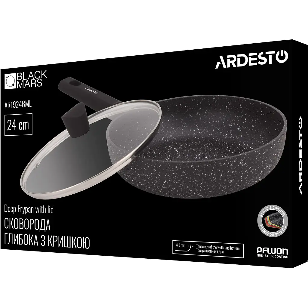 Сковорода Ardesto Black Mars Alcor глибока з кришкою 24 см (AR1924BML) - фото 8