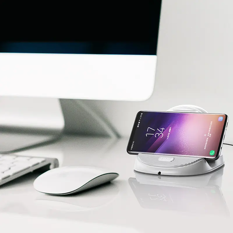 Зарядка QI BASEUS Silicone Horizontal Desktop 10W (WXHSG-02) бездротова біла - фото 3