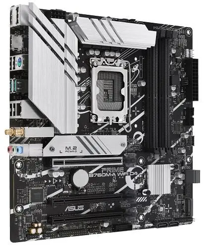 Материнська плата LGA1700, Asus PRIME B760M-A WIFI D4, B760, 4xDDR4, Int.Video(CPU), 4xSATA3, 2xM.2, 3xPCI-E 16x 4.0, Realtek 7.1, Realtek 2.5Gb, WiFi 6, Bluetooth 5.2, 5xUSB3.2/7xUSB2.0, HDMI/DP, MicroATX - фото 3