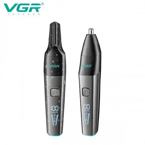 Аккумуляторный триммер для носа и ушей + 2 насадки, VGR V-603 / Машинка для стрижки волос в носу - фото 3