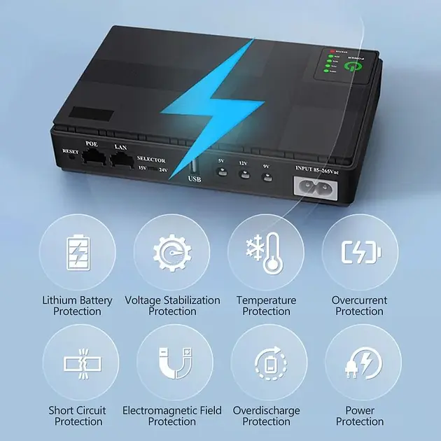 Бесперебойник UPS для WI-Fi роутера 10400maH поддерживает 5/9/12V (до 10 часов работы) - фото 8