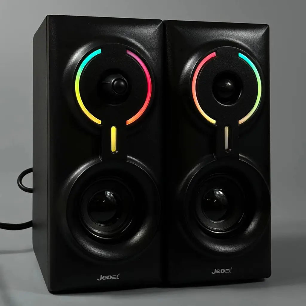 Настільні колонки Jedel S-570 з LED підсвічуванням 2x3W та bluetooth адаптером чорний - фото 3
