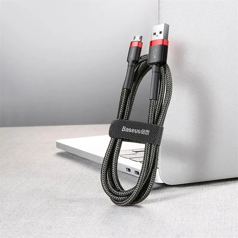 Кабель USB Micro - BASEUS cafule 2 метра усиленная оплетка (CAMKLF-C91) черно красный - фото 4