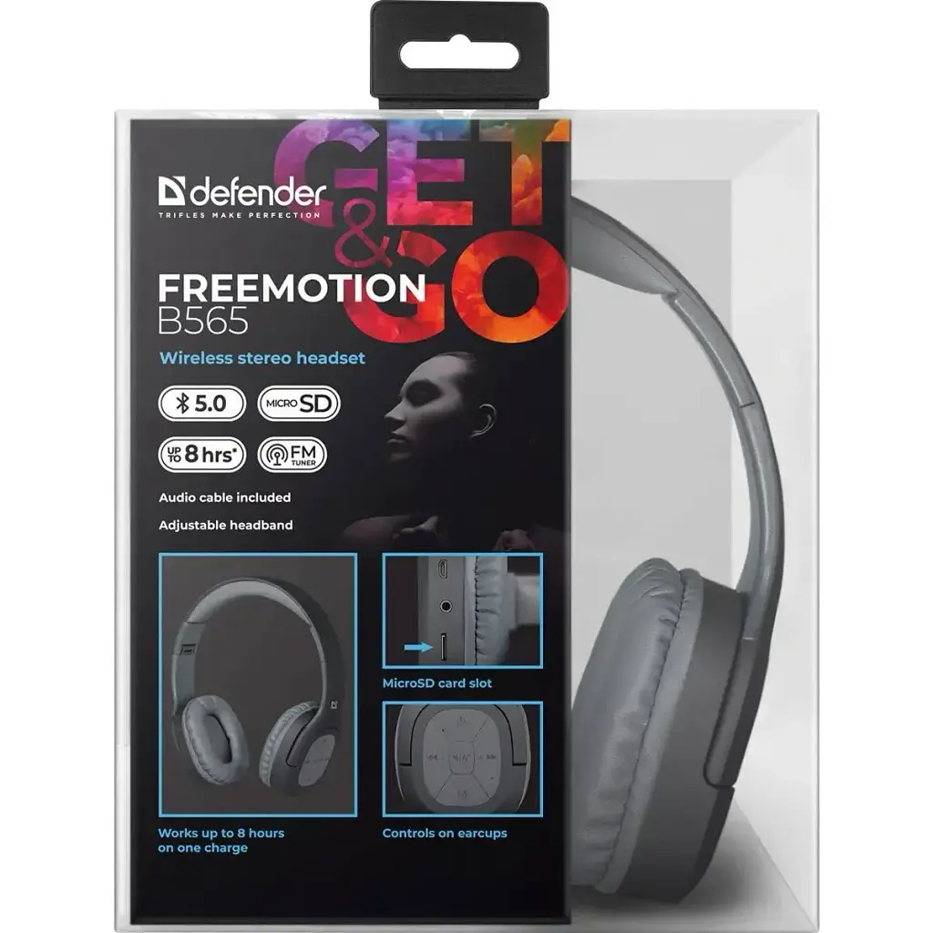 Гарнитура Defender FreeMotion B565 Bluetooth+35 мм Black-Gray - фото 7