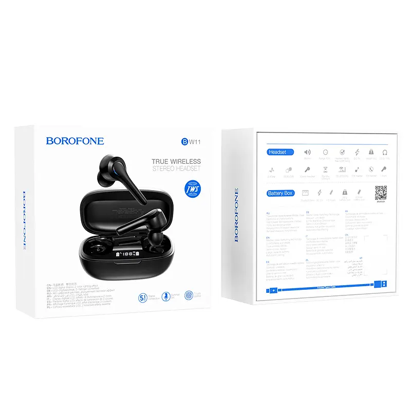 Наушники Borofone BW11 Graceful sound true wireless BT headset Black - фото 3
