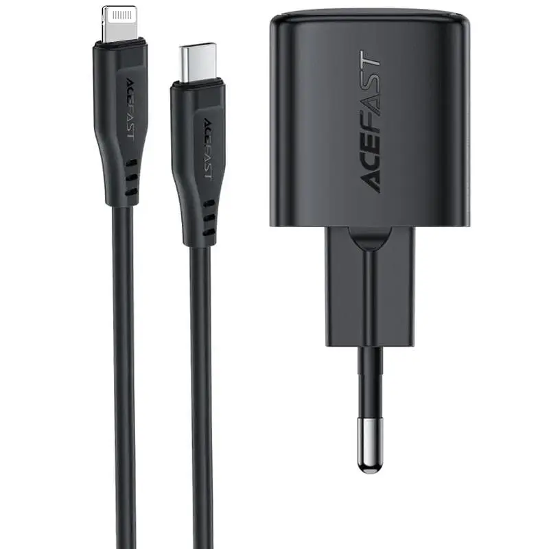 МЗП A118 PD30W GaN (1USB-C) + кабель Type-C to Lightning Black Acefast teh0029672