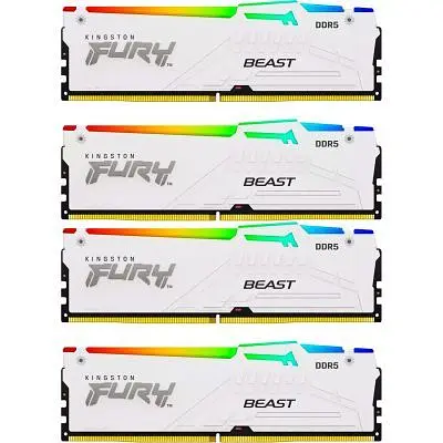 Модуль пам'яті для комп'ютера DDR5 128GB (4x32GB) 5600 MHz FURY Beast RGB White Kingston Fury (ex.HyperX) (KF556C40BWAK4-128) - фото 5