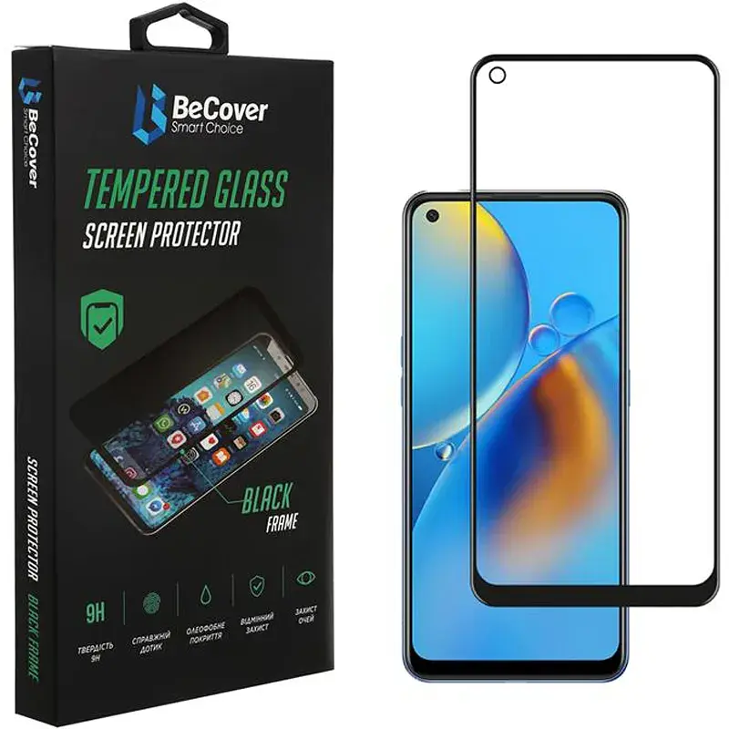 Скло захисне BeCover Oppo A74 4G Black (706656) - фото 3