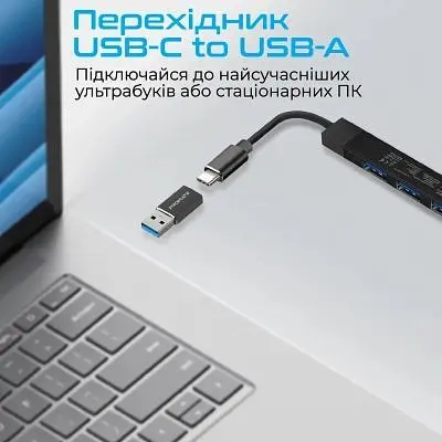 Концентратор Promate USB Hub 4 ports (litehub-4.black) (litehub-4.black) - фото 5