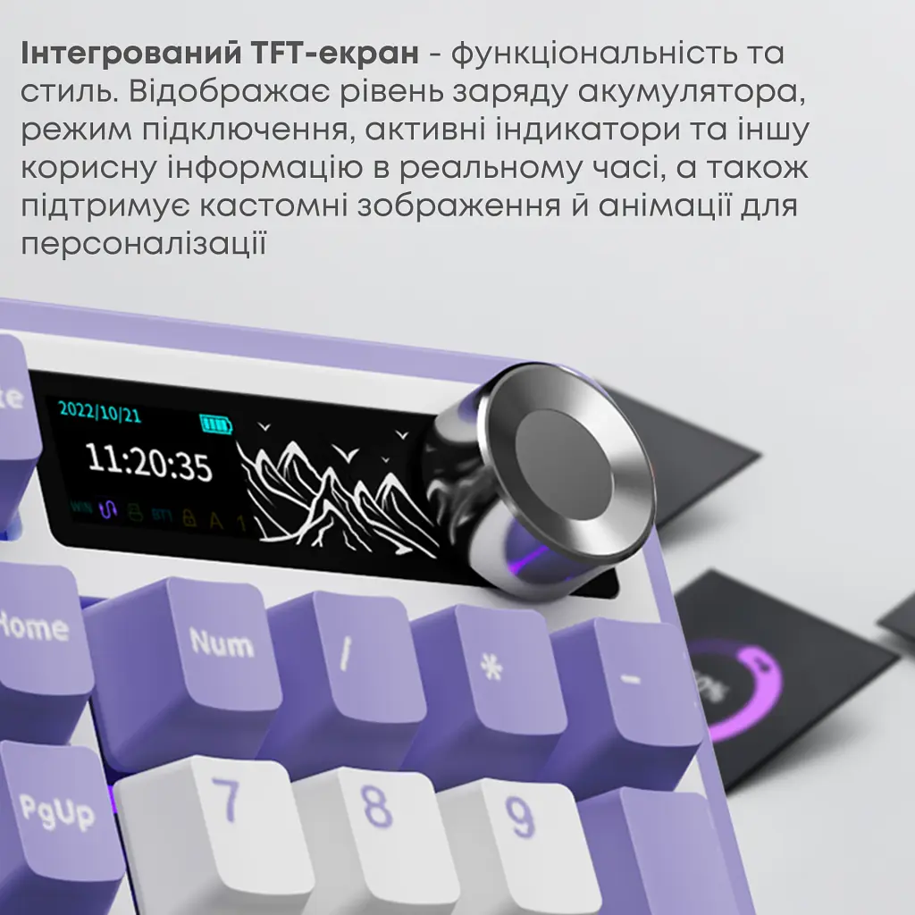 Клавіатура Ajazz Maillard V2 Maillard Switch Wireless/Bluetooth/USB UA Purple/White/Blue (AK980-V2-M-PWB) - фото 10