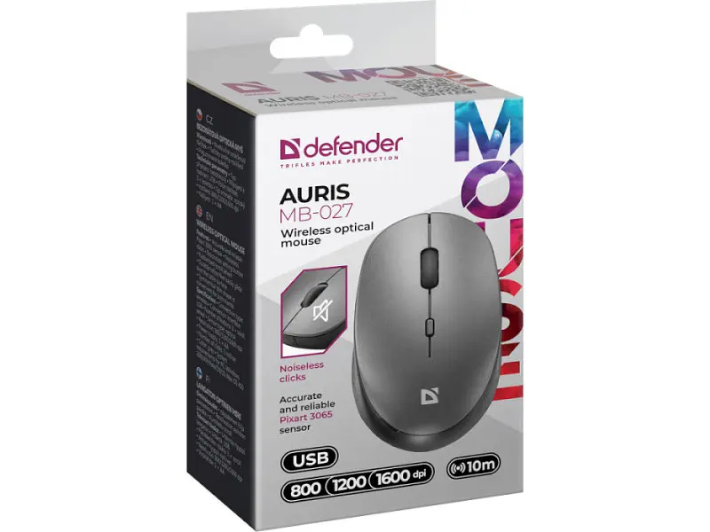 Миша Defender Auris MB-027 Grey (52029) - фото 5