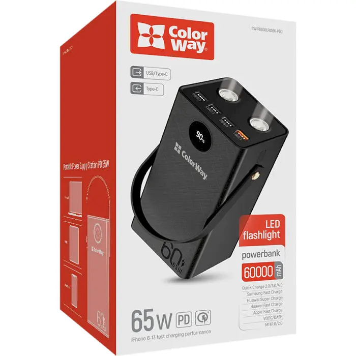 Повербанк ColorWay Powerful 60000 mAh Black (CW-PB600LPA5BK-PDD) - фото 2