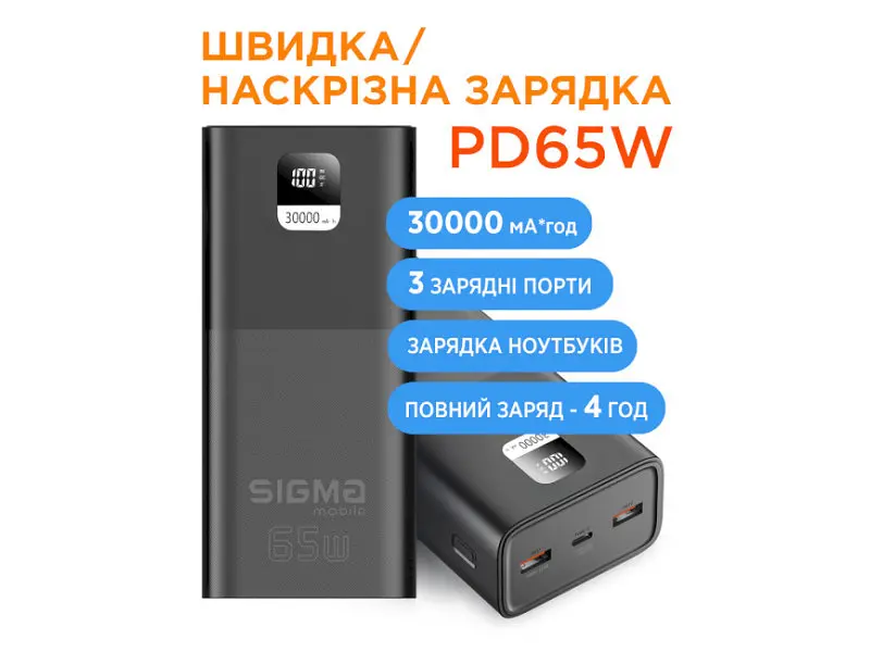 Зовнішній акумулятор (Power Bank) Sigma mobile X-power 30000mAh Black (SI30A6QLX) - фото 6