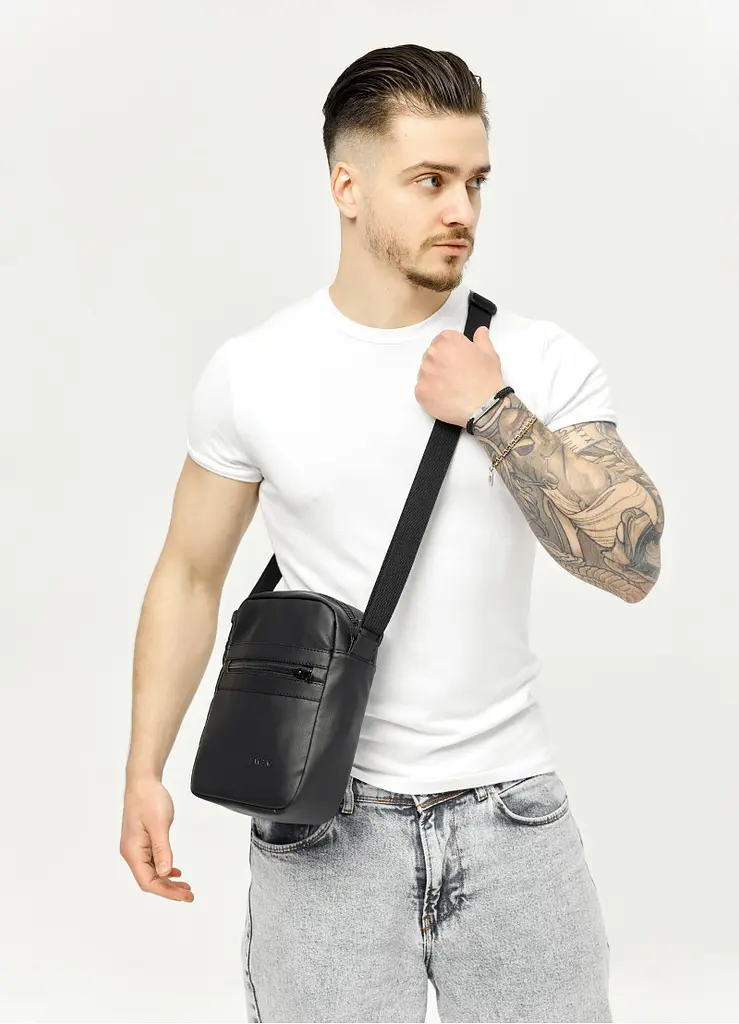 Чоловіча сумка месенджер Sambag Makros чорна 23 × 19 × 7 см (70278001m) - фото 2