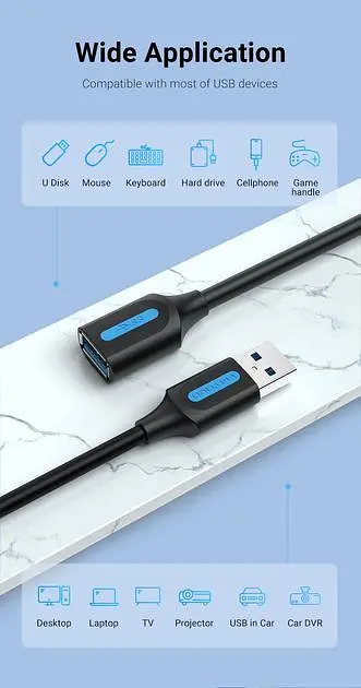 Кабель Vention USB 3.0 - OTG USB3.0 0.5 м Black (CBHBD) - фото 3