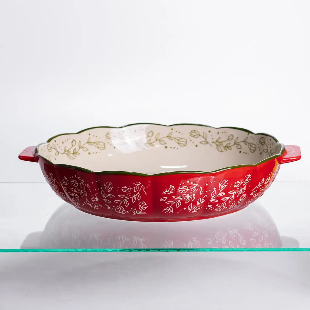 Форма для запекания Vintage Ø30 (см) круглая форма для выпекания в духовке с ручками Красный Yiwu HM04-08 - фото 6