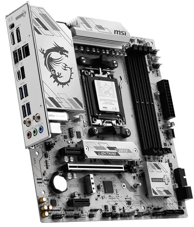 Материнская плата AM5 MSI B850M GAMING PLUS WIFI6E, B850, 4xDDR5, Int.Video (CPU), 4xSATA3, 2xM.2, 1xPCI-E 4.0 x16, 2xPCI-E 3.0 x1, ALC897, 8125D 2.5G, WiFi 6E, Bluetooth 5.3, 11xUSB 3.2 / 4xUSB 2.0, HDMI/DP, MicroATX - фото 2