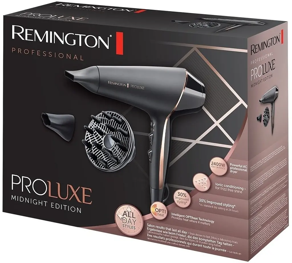 Фен Remington ProLuxe Midnight Edition, 2400Вт, 3 режима, диффузор, ионизация, холодный обдув, черный - фото 3