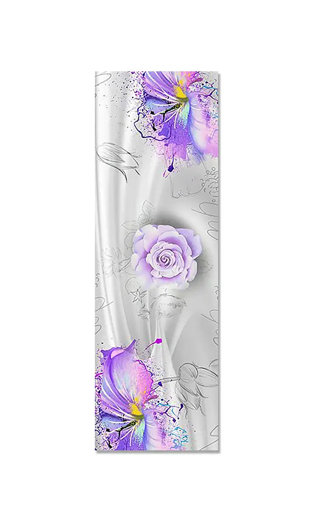 Вінілова 3Д наклейка на холодильник Квіти фарбами Абстракція Фіолетовий 60х180 см Happy Pocket Z181448 - фото 3