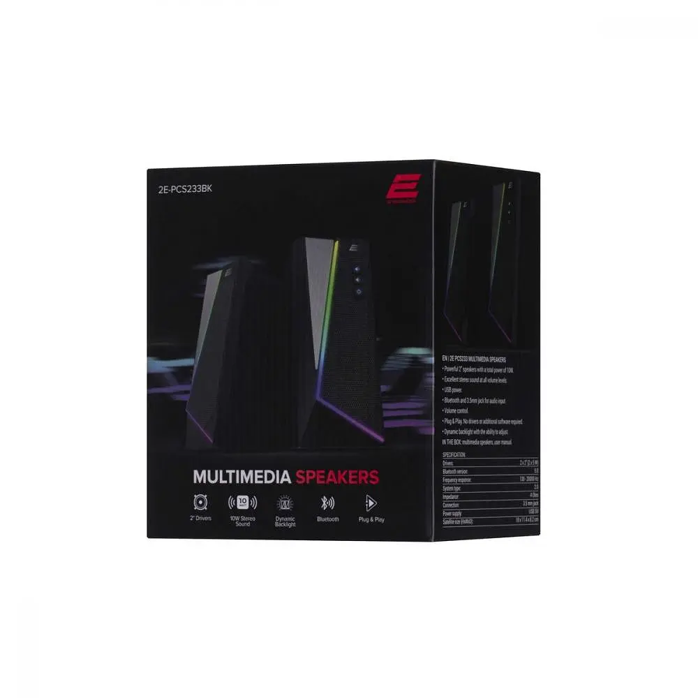 Мультимедійна акустика 2E PCS233 RGB 2.0 USB Black (2E-PCS233BK) - фото 6