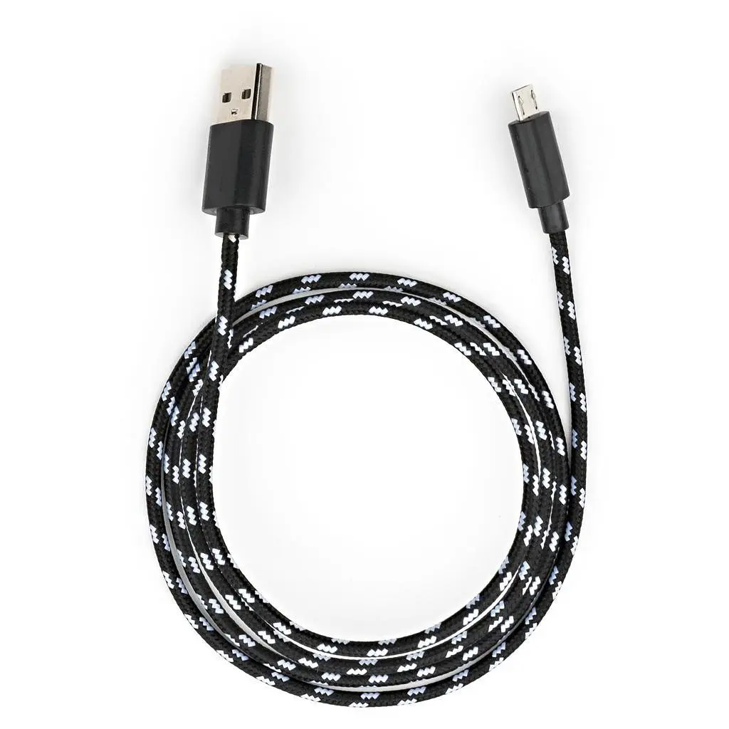 Дата кабель USB 2.0 AM to Micro 5P 2color nylon 1m black Vinga (VCPDCMBN31BK) - фото 5