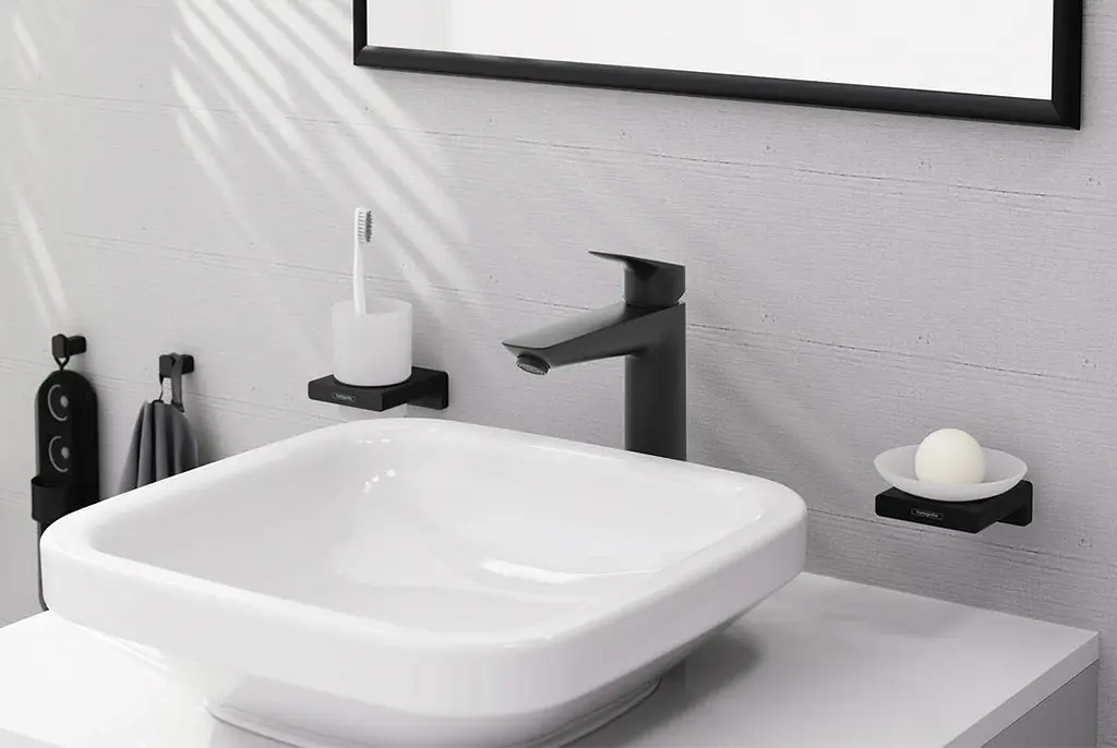 Змішувач для умивальника Hansgrohe Logis з високим виливом без донного клапана matt black 71091670 - фото 2