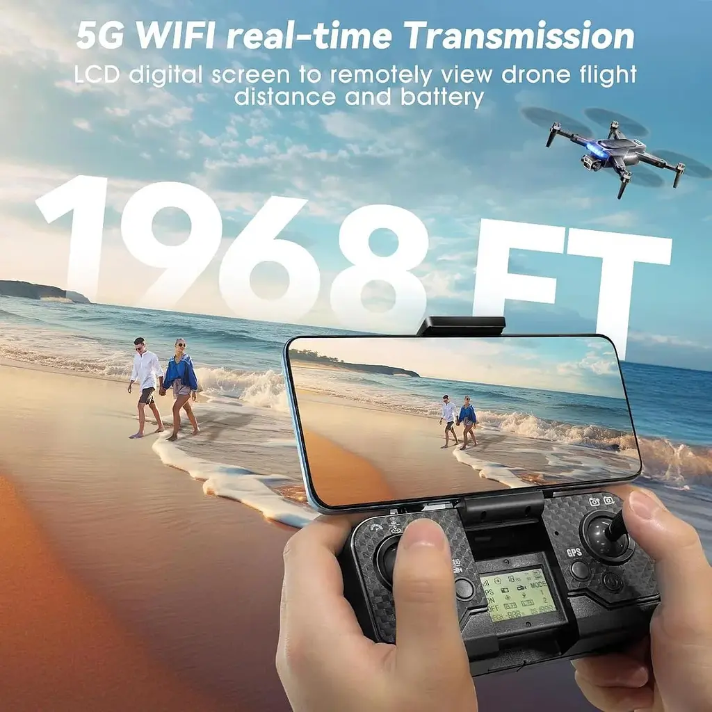 GPS-дрон HYTOBP P17PRO с бесщеточным двигателем 5G Transmission 3 батареи для взрослых с камерами 4K до 249 г - фото 4