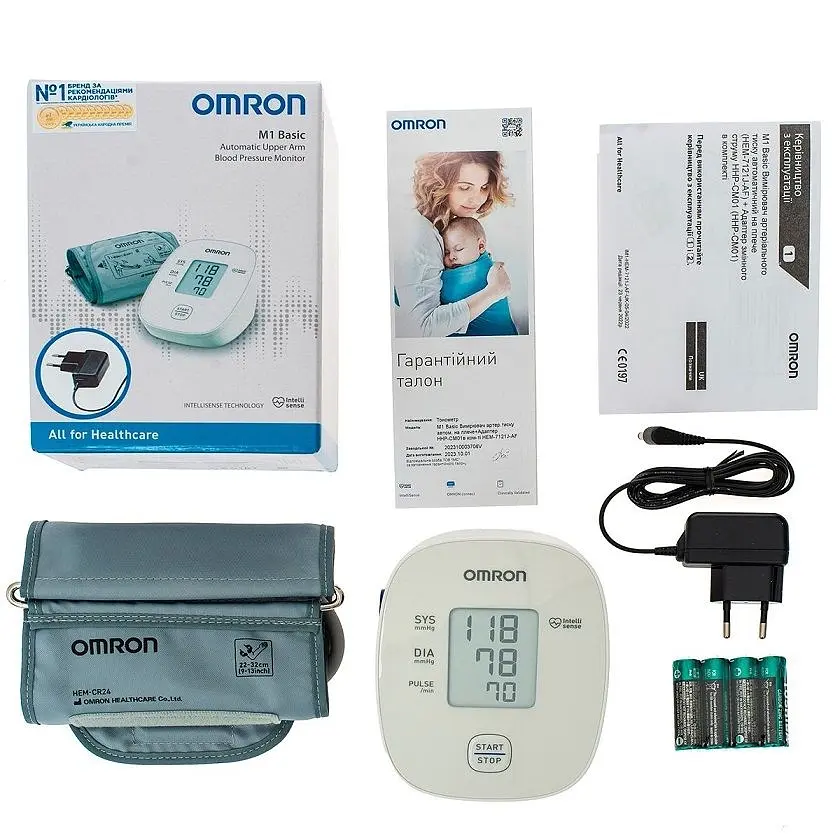 Тонометр Omron M1 Basic (HEM-7121J-AF) + адаптер автоматичний на плече - фото 7