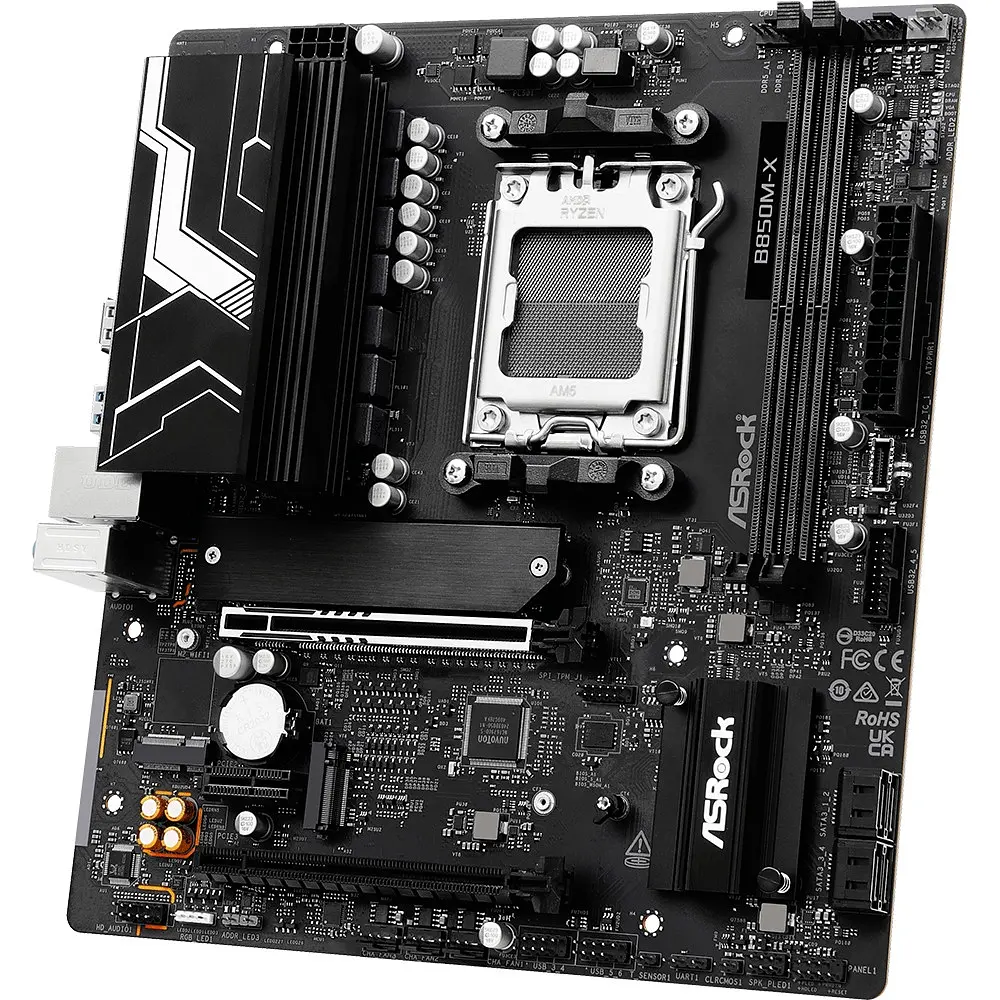 Материнська плата ASRock B850M-X R2.0 (AM5/B850, 2xDDR5, PCIex16, HDMI/DP, 4xSATA, 2xM.2, 2.5GLan, mATX) - фото 3